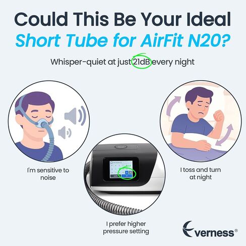 3 عبوات أنبوب قصير بديل لـ Airfit N20 وAirtouch N20، يتميز بدوران ثلاثي 360 درجة وتقنية التحرير السريع لقناع N20 CPAP، وأنابيب خرطوم CPAP البديلة مع ختم مانع للتسرب وهدوء ذكي in Kuwait