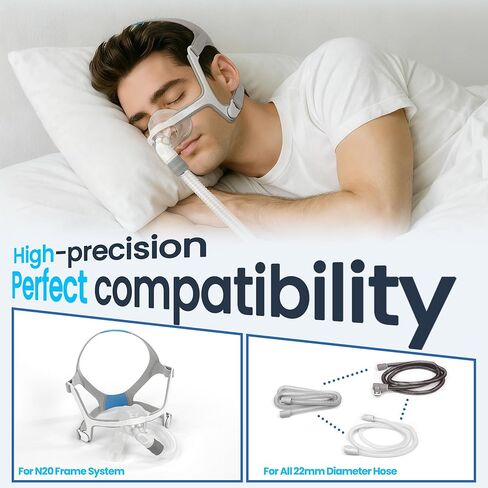 3 عبوات أنبوب قصير بديل لـ Airfit N20 وAirtouch N20، يتميز بدوران ثلاثي 360 درجة وتقنية التحرير السريع لقناع N20 CPAP، وأنابيب خرطوم CPAP البديلة مع ختم مانع للتسرب وهدوء ذكي in Kuwait