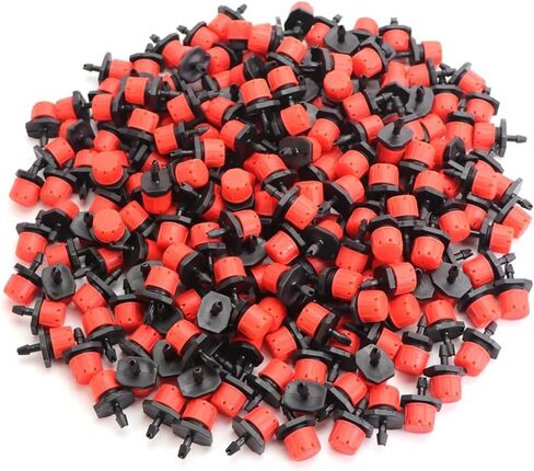 50-1000 قطعة مرشات تنقيط قابلة للتعديل - بواعث سقي صغيرة ذات 8 فتحات للحديقة، خرطوم 1/4 بوصة (5 ألوان) (أسود 1000 قطعة) in Kuwait