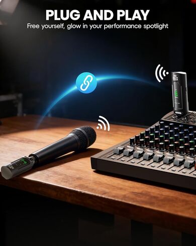 XTUGA 2.4GHz Wireless XLR Transmitter & Receiver, Wireless Microphone Adapter System for Dynamic/Condenser Mics w/ 48V Phantom Power fit for Live Show,Audio Mixer,PA Systems,Studio,Church (SF-1) in Kuwait