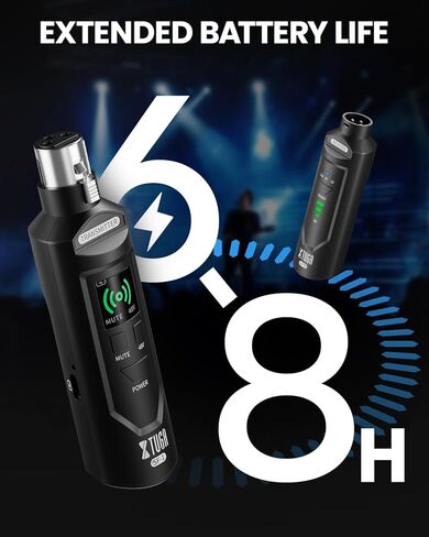 XTUGA 2.4GHz Wireless XLR Transmitter & Receiver, Wireless Microphone Adapter System for Dynamic/Condenser Mics w/ 48V Phantom Power fit for Live Show,Audio Mixer,PA Systems,Studio,Church (SF-1) in Kuwait