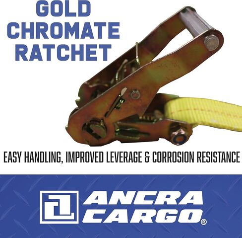 Ratchet Strap, 16' x 1.5", Heavy Duty 1,600 lb. Working Load Limit, Wire Double J-Hooks, Wide Handle with Aluminum Grip, Latex-Coated Webbing for Industrial and Commercial Load Securement in Kuwait