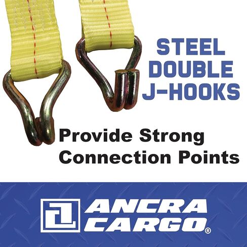 Ratchet Strap, 16' x 1.5", Heavy Duty 1,600 lb. Working Load Limit, Wire Double J-Hooks, Wide Handle with Aluminum Grip, Latex-Coated Webbing for Industrial and Commercial Load Securement in Kuwait