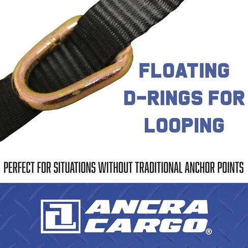 Ratchet Strap, 16' x 1", Heavy Duty 1,000 lb. Working Load Limit, Wire Double J-Hooks, Floating D-Rings, Open Handle Ratchet with 15" Fixed End, Gold Chromate Finish for Contractor Loads in Kuwait