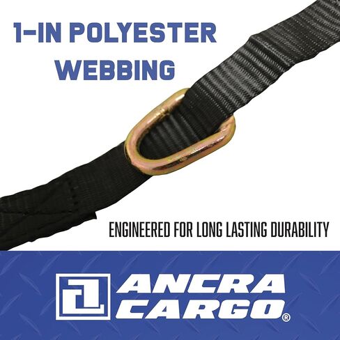 Ratchet Strap, 16' x 1", Heavy Duty 1,000 lb. Working Load Limit, Wire Double J-Hooks, Floating D-Rings, Open Handle Ratchet with 15" Fixed End, Gold Chromate Finish for Contractor Loads in Kuwait