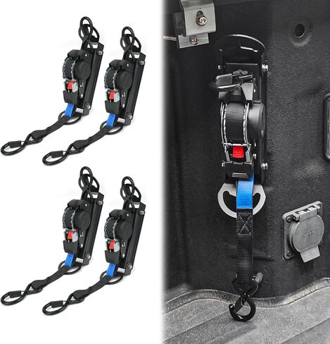 Retractable Ratchet Straps Compatible with 2019-2025 Chevrolet Silverado & GMC Sierra Retracting Straps Auto Retract Securing Strap Tie Down System, 4PCS in Kuwait