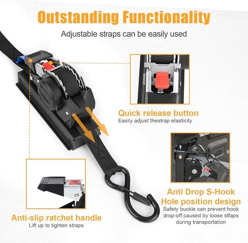 Retractable Ratchet Straps Compatible with 2019-2025 Chevrolet Silverado & GMC Sierra Retracting Straps Auto Retract Securing Strap Tie Down System, 4PCS in Kuwait