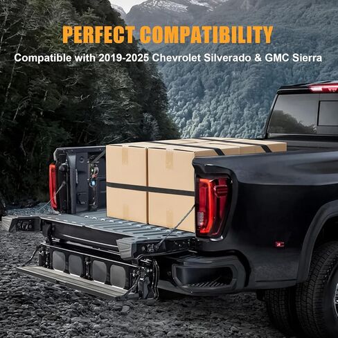 Retractable Ratchet Straps Compatible with 2019-2025 Chevrolet Silverado & GMC Sierra Retracting Straps Auto Retract Securing Strap Tie Down System, 4PCS in Kuwait