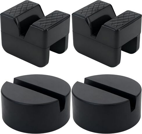 2 Types Jack Stand Pads Adapter 4 Ton Universal Rubber Slotted Frame Rail Pinch welds Protector for Jack Stand Accessories（Black 4 Pack ） in Kuwait