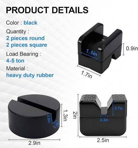 2 Types Jack Stand Pads Adapter 4 Ton Universal Rubber Slotted Frame Rail Pinch welds Protector for Jack Stand Accessories（Black 4 Pack ） in Kuwait