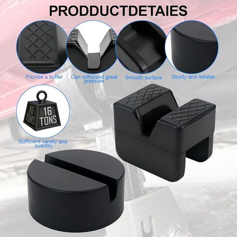 2 Types Jack Stand Pads Adapter 4 Ton Universal Rubber Slotted Frame Rail Pinch welds Protector for Jack Stand Accessories（Black 4 Pack ） in Kuwait