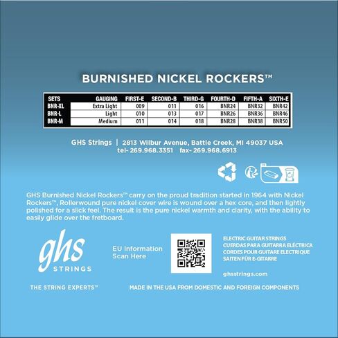 سلاسل GHS - موسيقى الروك النيكل المصقولة - أوتار الجيتار الكهربائي - النيكل النقي - ملمس ناعم مصقول ونغمة عتيقة دافئة - صوت موسيقى الروك والبلوز الرجعية - مقياس الضوء الإضافي - مجموعة BNR-XL - 9-42 - 3 عبوات in Saudi Arabia