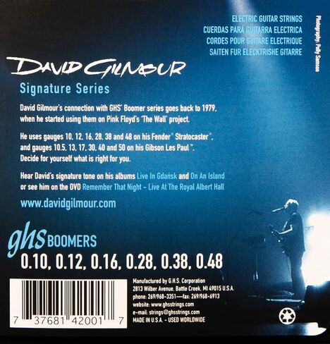 GHS Boomers - David Gilmour Signature Blue Electric Guitar Strings - GB-DGF – Nickel Plated Steel - Classic Rock Tone, Long Lasting Bright Sound, Professional Gauge 10-48 – (4 PACK) in Saudi Arabia