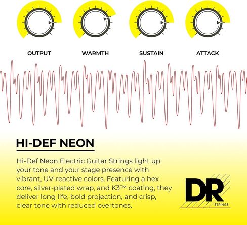 DR Strings HI-DEF NEON سلاسل الغيتار الكهربائي (NOE-9) in Saudi Arabia