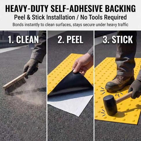 Tactile Warning Pad，ADA Warning Pads, 2x4 FT Vibrant Yellow PVC, Strip & Stick Adhesive Backing for for Outdoor Steps, Ramps, Transit Platforms in Kuwait