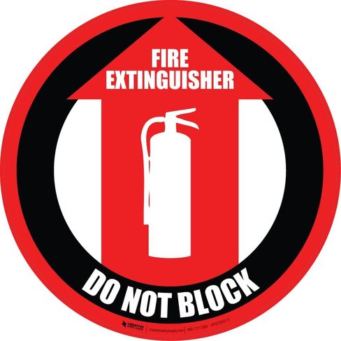 Fire Extinguisher Do Not Block Floor Sign (12in x 12in) - Self-Adhesive, Industrial Grade Vinyl in Kuwait