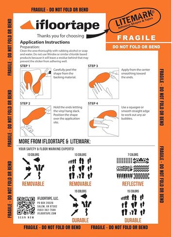 LiteMark Floor Vinyl Decals Footprint Stickers – line up Stickers for Classroom Floor, Offices, Dance, Events – Durable Gloss Finish Spot Markers, Yellow, 9 Inch, Pack of 60 Pcs (30 Pairs) in Kuwait