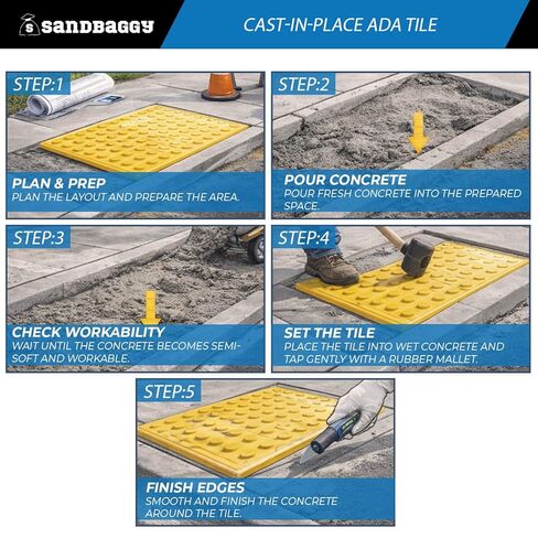 Sandbaggy Cast-in-Place ADA Pads - USA Made Truncated Domes | ADA/DOT Compliant | 5 Year Warranty (2, Yellow, 24" x 48") in Kuwait