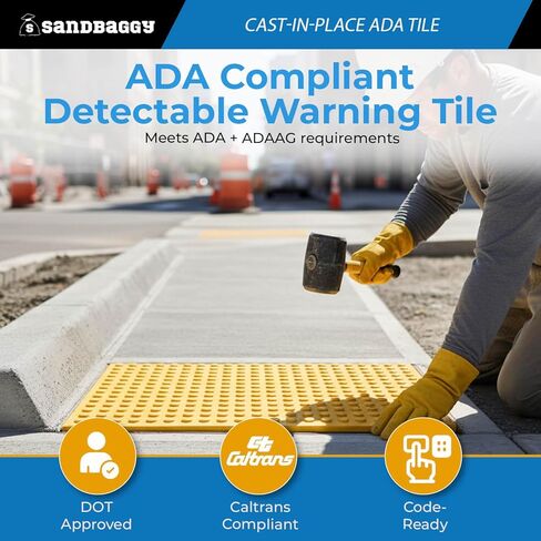 Sandbaggy Cast-in-Place ADA Pads - USA Made Truncated Domes | ADA/DOT Compliant | 5 Year Warranty (2, Yellow, 24" x 48") in Kuwait
