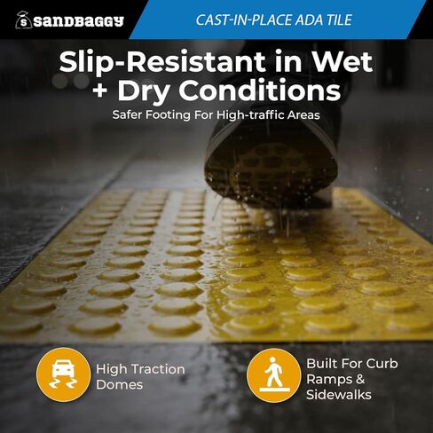 Sandbaggy Cast-in-Place ADA Pads - USA Made Truncated Domes | ADA/DOT Compliant | 5 Year Warranty (2, Yellow, 24" x 48") in Kuwait