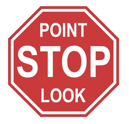 لافتة أرضية من الفينيل المصقولة "Stop Point Look" - لافتة من Graphical Warehouse - لافتات للسلامة والأمن 5S، أداة اتصال بصري (18") in Kuwait