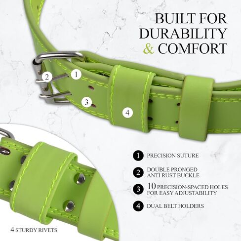 Leather Weightlifting Belt, 10 Adjustable Holes, 4"Width, Double Prong Power Belt for Gym Bodybuilding, weightlifting, powerlifting, squats and deadlifts in Saudi Arabia