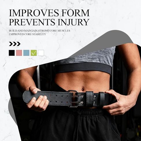 Leather Weightlifting Belt, 10 Adjustable Holes, 4"Width, Double Prong Power Belt for Gym Bodybuilding, weightlifting, powerlifting, squats and deadlifts in Saudi Arabia