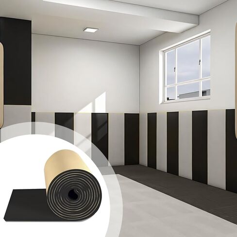 Noise Blocker Foam For Doors, Black Soundproof Wall Panels, Full Adhesive Safety Bumper, Ideal For Garages And Homes in Saudi Arabia