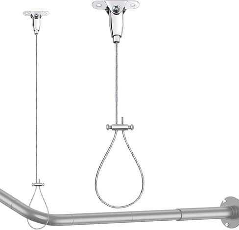 Shower Rod Ceiling Support Bracket 2-Pack – Anti-Sagging 304 Stainless Steel, 60" Adjustable Rust-Resistant, Fits Curved/L/U-Shaped Rods in Kuwait