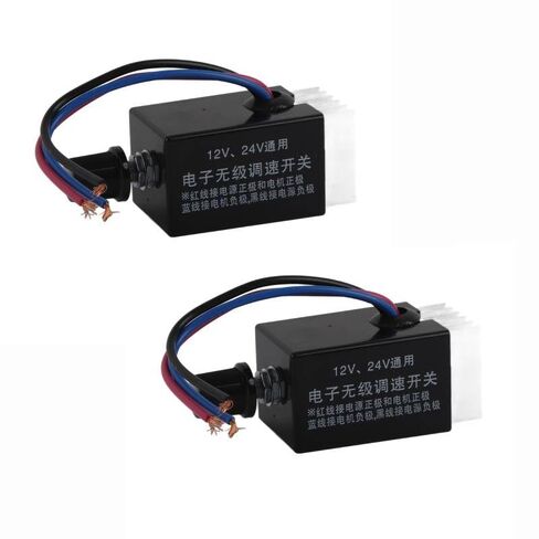 وحدة تحكم سرعة المحرك Ejoyous DC 12V/24V عالمية، قطعتان من مفتاح منظم السرعة الإلكتروني بدون خطوات للتحكم في سخان مروحة السيارة والشاحنة in Saudi Arabia