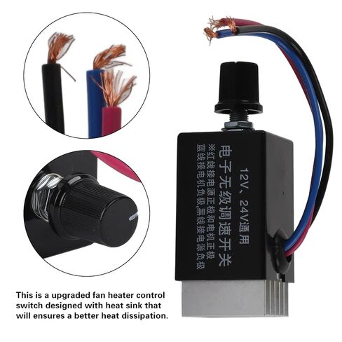 وحدة تحكم سرعة المحرك Ejoyous DC 12V/24V عالمية، قطعتان من مفتاح منظم السرعة الإلكتروني بدون خطوات للتحكم في سخان مروحة السيارة والشاحنة in Saudi Arabia