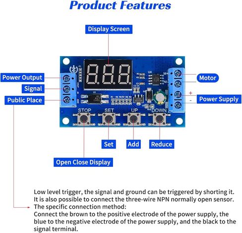 3.3V-15V DC Motor Controller 50W Forward and Reverse Controller Automatic Cycle Timing delay Module Signal Trigger Brushed Motor Time delay Relay Limit Switch 18 Functions 1pcs in Saudi Arabia