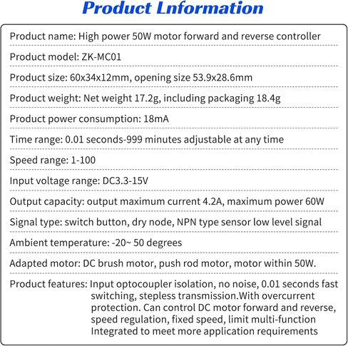 3.3V-15V DC Motor Controller 50W Forward and Reverse Controller Automatic Cycle Timing delay Module Signal Trigger Brushed Motor Time delay Relay Limit Switch 18 Functions 1pcs in Kuwait
