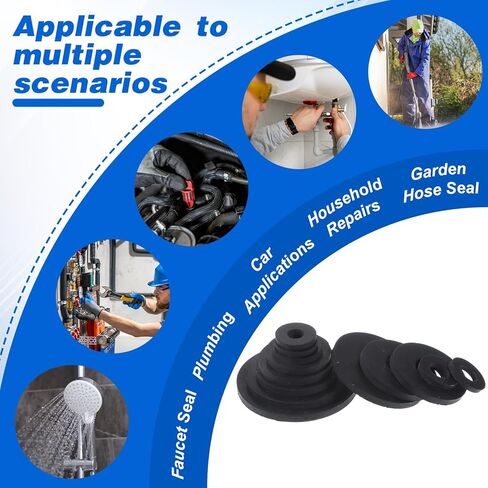 160 Pcs Rubber Washers for Screws 10/10.5/12/16/18/20/25/30mm Flat Rubber Washers Assortment Kit Black Heavy Duty Rubbers Gasket for Faucets Garden Bolts Screws Hose Plumbing Shower Head 8 Sizes in Saudi Arabia