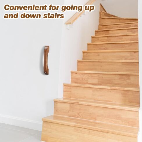 2 Pcs Teak Handrail Wooden Handles Solid Teak Grab Handle Brown Wood Handrail with Screws and Nuts for Marine RV Boating Armrest Accessories in Saudi Arabia