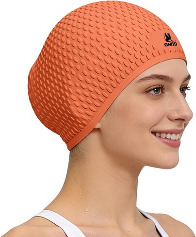 OMID Extra Large Silicone Swim Cap for Adults with Long & Curly Hair – Low-Drag Design, Secure & Comfortable Fit for Pool, Beach and Swim Training in Kuwait