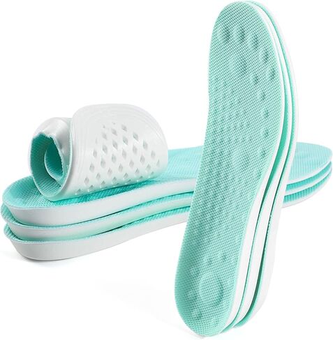 XINIFOOT 3 Pairs Breathable Shock Absorption Sport Shoe Insoles for Men&Women Elastic Soft Running Shoes Pad Replacement Insole (L Men 9-10.5 / Women 11-12.5) in Kuwait