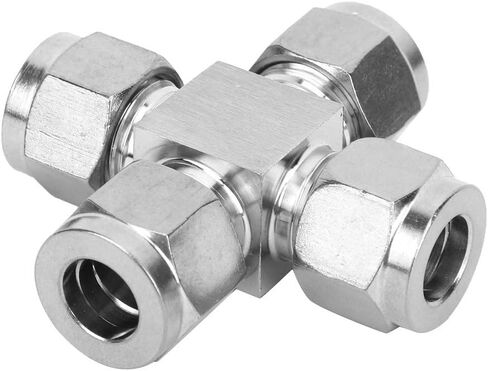 Stainless Steel 4-Way Tube Connector Water Pipe Nut Fittings AdapterФ10 in Saudi Arabia