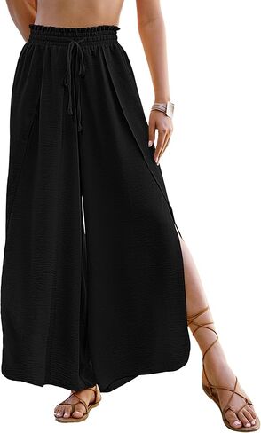 Bsubseach Swim Beach Cover Up Pants for Women Flowy Pant Wide Leg Bathing Suit Coverup Swimsuit Palazzo with Slits in Kuwait