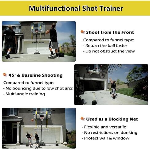 شبكة عودة كبيرة لكرة السلة مقاس 16 × 16 قدمًا - مرفق ارتداد قابل للتدوير بزاوية 90 درجة للأطواق المنزلية، ومدرب التسديد للفناء الخلفي، والممر، والاستخدام السكني in Kuwait