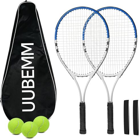 Tennis Racket Set, 2 Player 27 Inch Pre-Strung Racquets, Includes 3 Tennis Balls, 2 Grip Tapes, 1 Carry Bag, Perfect for Adults, Beginners,Student Training in Saudi Arabia