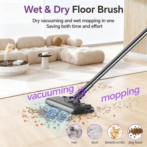 Cordless Vacuum Cleaner, Powerful Vacuum Cleaners for Home with Mopping Combo, Water Tank, Stick Vacuum Cordless Rechargeable, Lightweight Vacuum for Hard Floors Carpet Pet Hair, Purple in Saudi Arabia