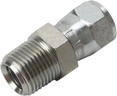 3/8" Male (3/8-18 NPTF) × 3/8" Female JIC 37° Swivel (9/16-18 UNF) 6505-06-06 Hydraulic Hose Adapter Fitting Straight Pipe Joints Connector Fittings Carbon Steel in Saudi Arabia