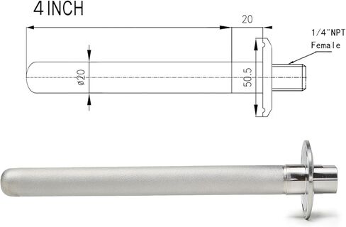 حجر نشر الطويق ثلاثي المشبك 1.5 بوصة من الفولاذ المقاوم للصدأ، كربنة ثلاثية المشبك 1.5 بوصة، حجر تهوية 2 ميكرون، توصيل ذكر 1/4 بوصة مدخل ثاني أكسيد الكربون NPT، طول 4 بوصة لمعدات تهوية المشروب in Kuwait