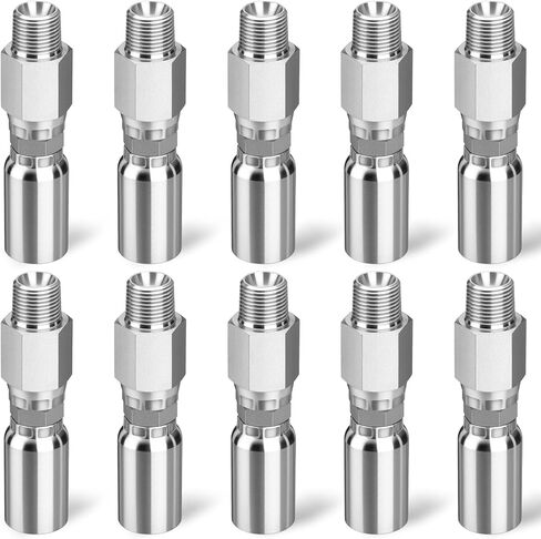 10 Pack NPTF Hydraulic Hose Fittings: 3/8" I.D. Hose x 3/8" NPTF Male Pipe Swivel Hydraulic Hose Crimp Fitting Ends with Protection Cover in Saudi Arabia