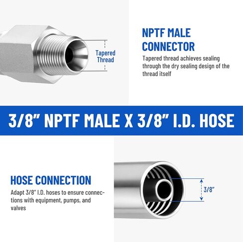 10 Pack NPTF Hydraulic Hose Fittings: 3/8" I.D. Hose x 3/8" NPTF Male Pipe Swivel Hydraulic Hose Crimp Fitting Ends with Protection Cover in Saudi Arabia
