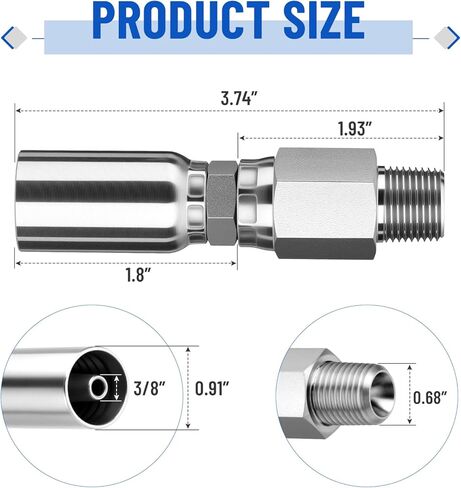 10 Pack NPTF Hydraulic Hose Fittings: 3/8" I.D. Hose x 3/8" NPTF Male Pipe Swivel Hydraulic Hose Crimp Fitting Ends with Protection Cover in Saudi Arabia