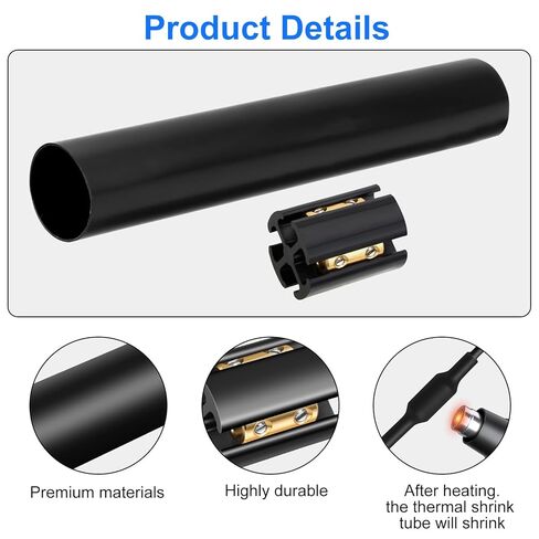 Linkstyle 1 Sets Underground Wire Splice Kit Suit for 14/3 to 8/3 Range Direct Burial Uf Wire, 600 Volts Max 4-Port Screws Circuit Brass Connector and Shrink Tube Electrical Cable in Kuwait
