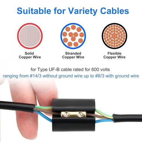 Linkstyle 1 Sets Underground Wire Splice Kit Suit for 14/3 to 8/3 Range Direct Burial Uf Wire, 600 Volts Max 4-Port Screws Circuit Brass Connector and Shrink Tube Electrical Cable in Kuwait