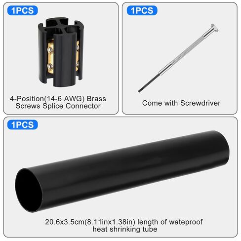 Linkstyle 1 Sets Underground Wire Splice Kit Suit for 14/3 to 8/3 Range Direct Burial Uf Wire, 600 Volts Max 4-Port Screws Circuit Brass Connector and Shrink Tube Electrical Cable in Kuwait